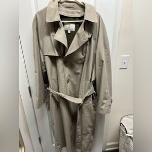 London Fog Men’s Double breasted Trench Coat Belted Khaki 44R Removable Liner
